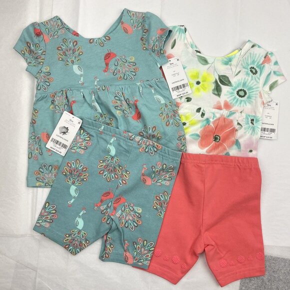 Carter's Baby Girl Shorts & Top  4-pc Set Size 12 Month - Picture 13 of 13